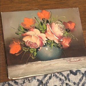 Floral Canvas Art with Roses by Theresa K